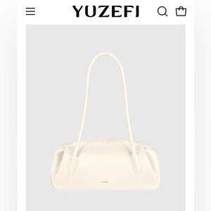 NWT YUZEFI OYSTER SHOULDER BAG - BIANCO PEBBLE GRAINED LEATHER
